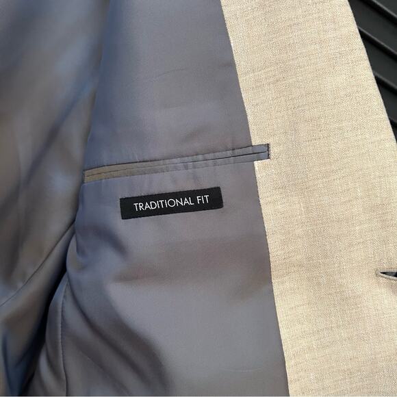 Jos. A. Bank Men’s Linen and Wool Blend Tan Sport Coat Blazer, Size 46R - Picture 15 of 16